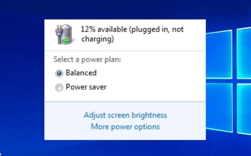 Laptop Acer hiển thị&nbsp;thông báo Plugged in, not charging