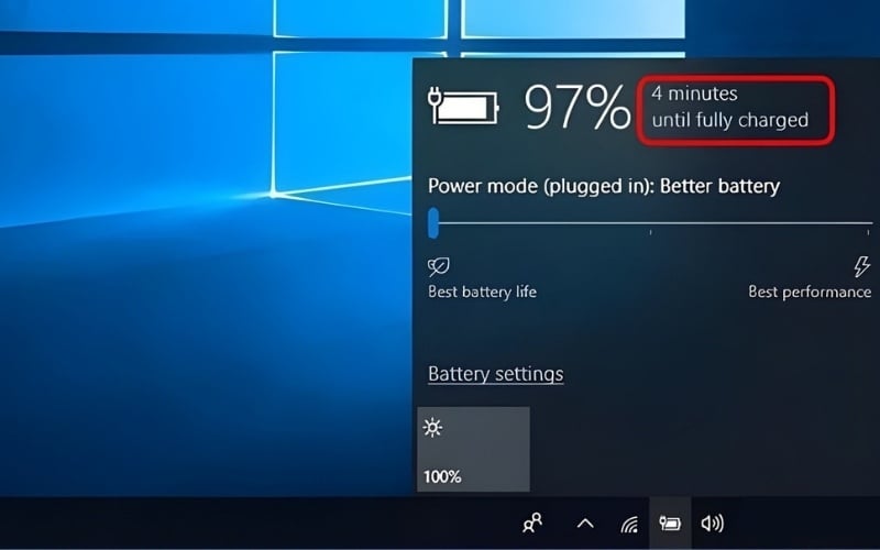 Kiểm tra thời gian sạc còn lại trên Windows