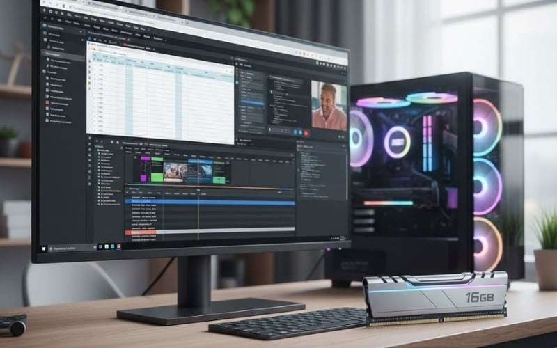 RAM 16GB hỗ trợ nhu cầu đa nhiệm trong môi trường làm việc hiện đại