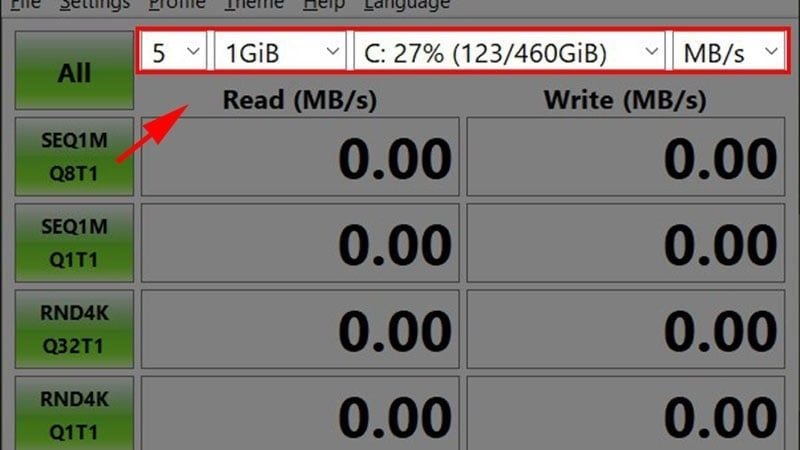 Nhấn nút All để bắt đầu quá trình đo đạc