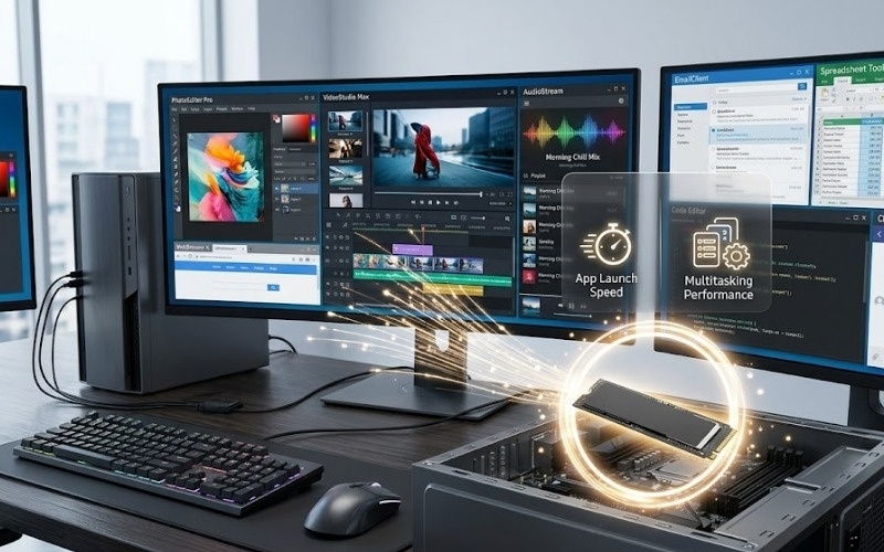 SSD giúp tăng khả năng đa nhiệm và tốc độ mở ứng dụng