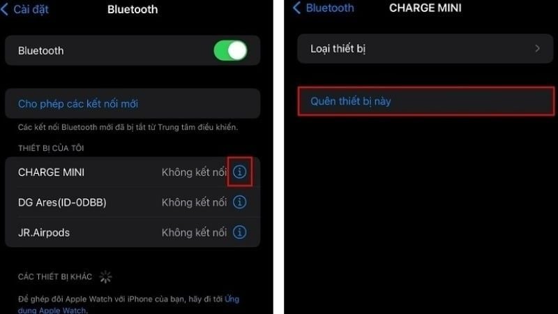 Chọn Quên thiết bị này