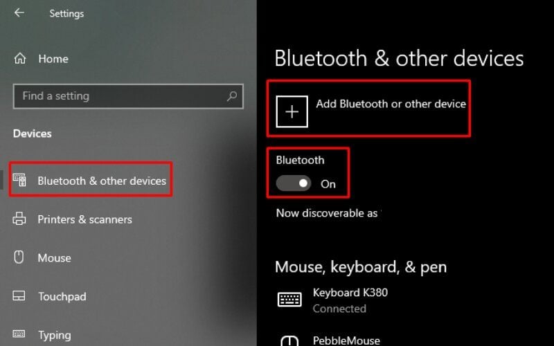 Chọn Add Bluetooth or other device và chọn Bluetooth để quét tai nghe