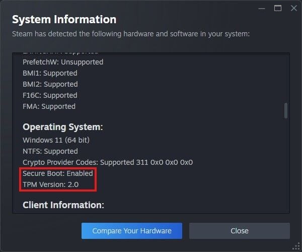Phiên bản mới của Steam cập nhật thêm tính năng Secure Boot và TPM - GEARVN