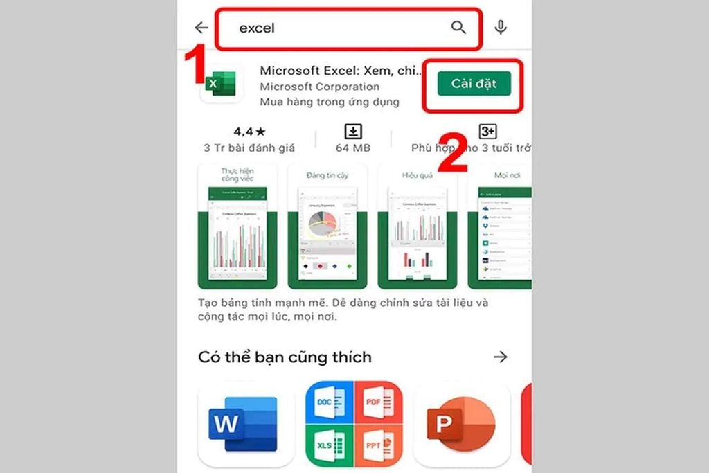 Tải Excel trên hệ điều hành Android