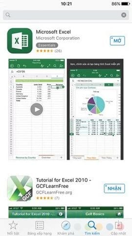 Tải Excel trên hệ điều hành iOS (iPhone/iPad)