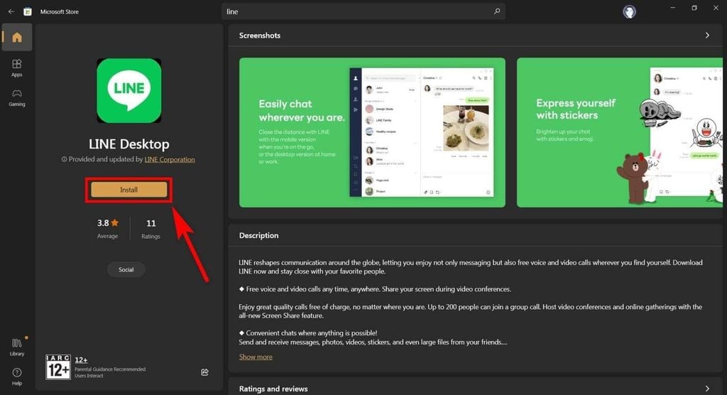 Tải LINE qua Microsoft Store hoặc App Store