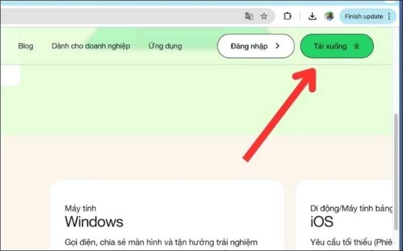 Truy cập trang web chính thức của WhatsApp và nhấn&nbsp;Tải xuống