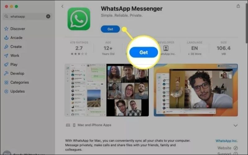 Chọn Get để tải ứng dụng về macbook của bạn