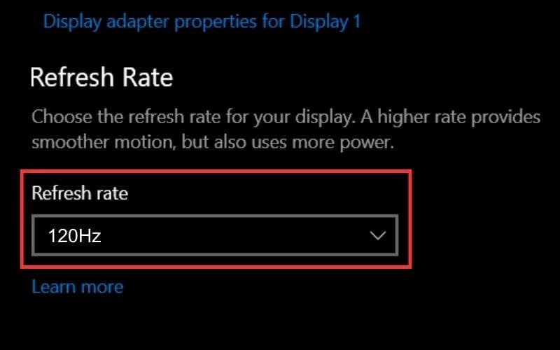 Tại mục Choose a refresh rate, chọn tần số quét mong muốn
