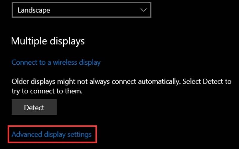 Cuộn xuống dưới và chọn Advanced display settings