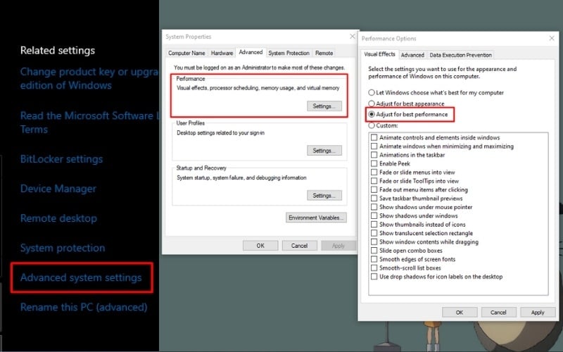 Tắt hiệu ứng đồ họa của Windows