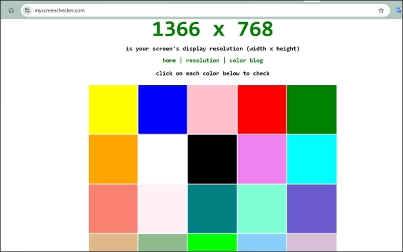 Sử dụng website My Screen Checker để check điểm chết hoặc vùng ám màu