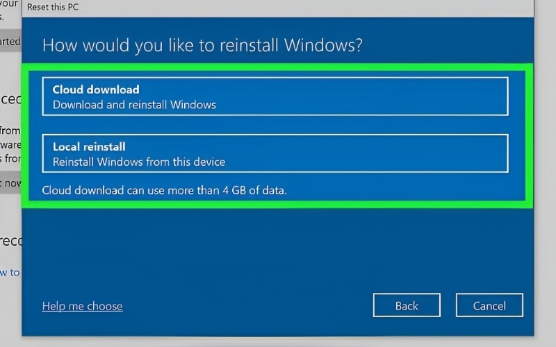 Phương án 2: Cài đặt Windows mới
