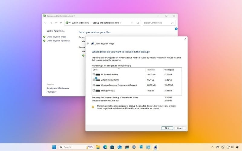Sao lưu dữ liệu và bộ cài Windows