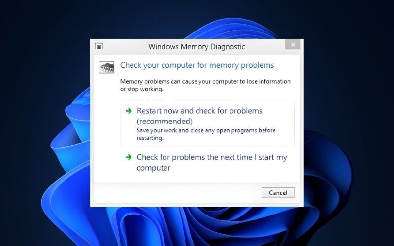 Kiểm tra sức khỏe RAM bằng công cụ Windows Memory Diagnostic