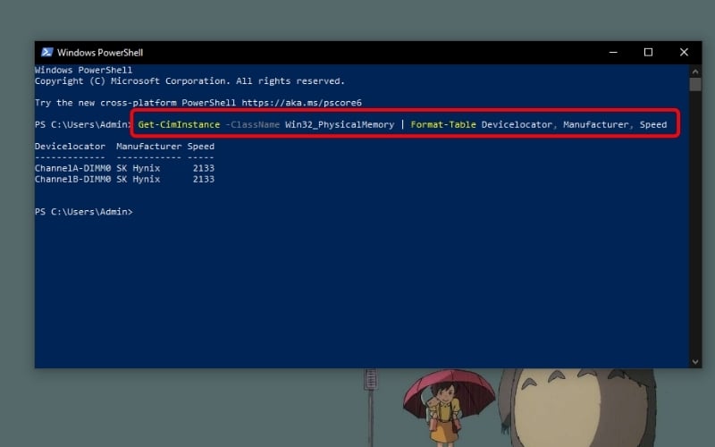 Kiểm tra khe RAM bằng PowerShell