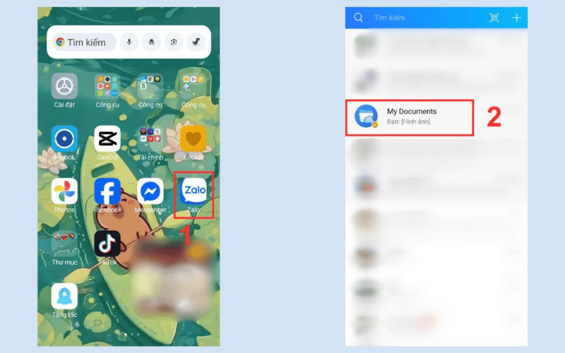 Gửi ảnh vào chat cá nhân hoặc mục lưu trữ