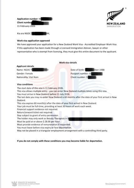 CONGRATULATIONS TO N&U CLIENT ON SUCCESSFULLY OBTAINING NEW ZEALAND WORK VISA