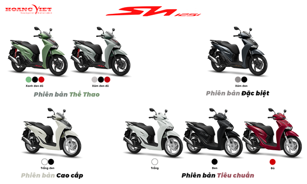 các phiên bản màu sắc sh125i 2026