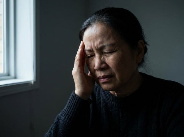 Cơn đau nửa đầu Migraine dữ dội khiến người bệnh nhạy cảm với ánh sáng và nhiệt độ.