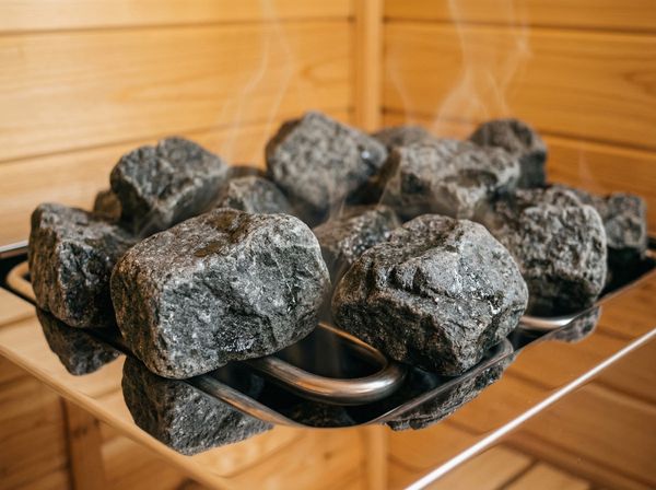 Cận cảnh đá sauna chất lượng cao có khả năng giữ và tỏa nhiệt lâu sau khi ngắt điện.
