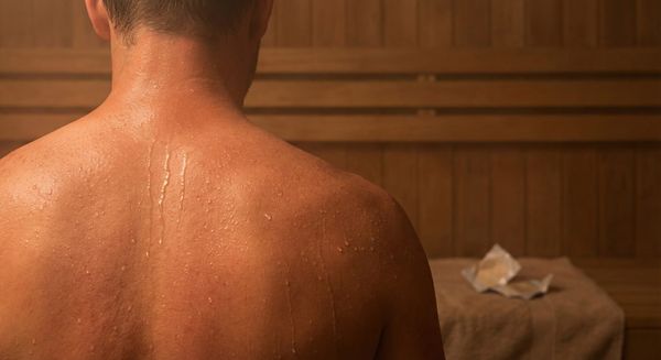 Cận cảnh đổ mồ hôi thải độc tố nicotine trong phòng sauna.