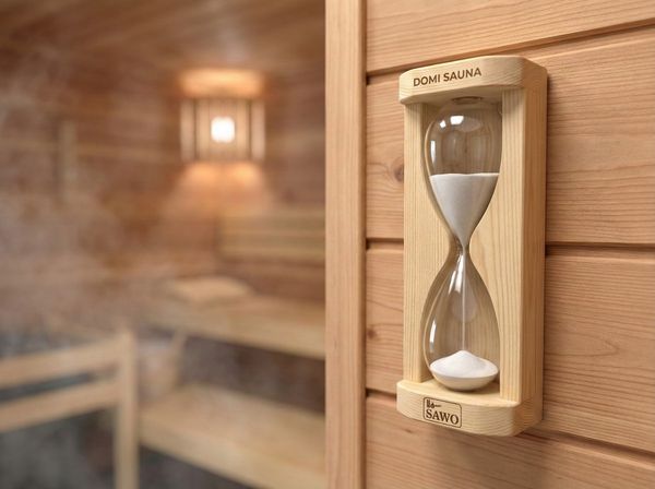 Đồng hồ cát bằng gỗ gắn tường đang đếm ngược thời gian xông hơi