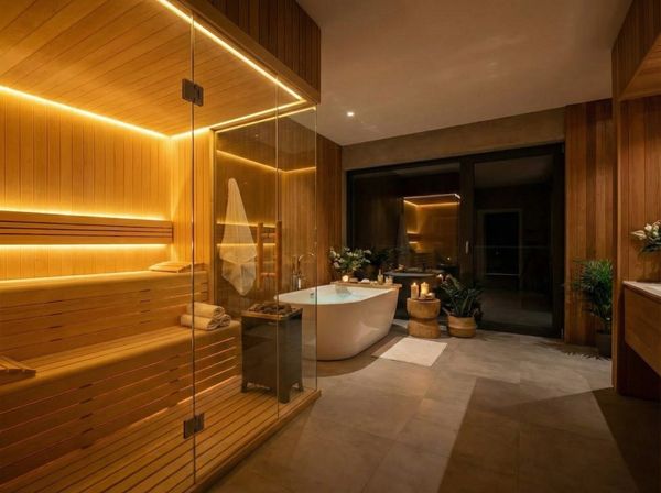 Phòng xông hơi khô trong phòng tắm master