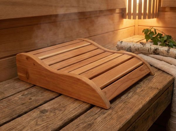 Gối gỗ tựa đầu thiết kế cong thái học cho phòng xông hơi