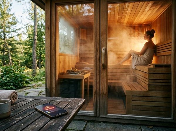 Bỏ lại thiết bị công nghệ bên ngoài phòng xông hơi để thư giãn não bộ.