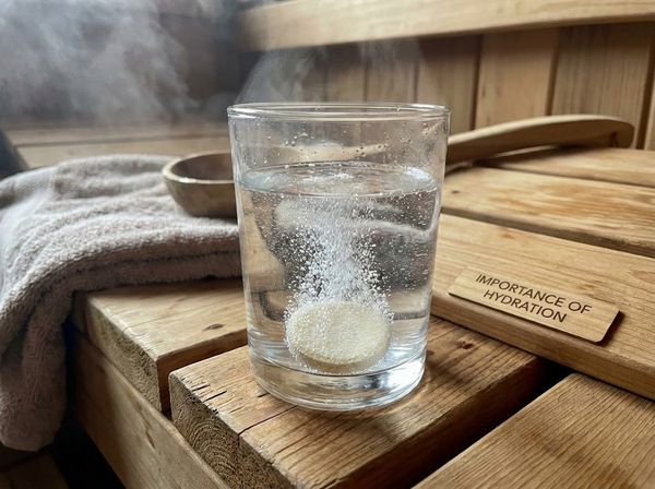 Ly nước điện giải bù khoáng cần thiết khi kết hợp xông hơi và nhịn ăn.