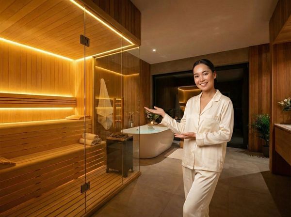 Phòng xông hơi khô trong phòng tắm master