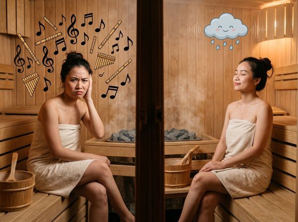 Sự đối lập giữa việc nghe nhạc spa gây phân tâm và tiếng ồn trắng giúp tĩnh tâm.