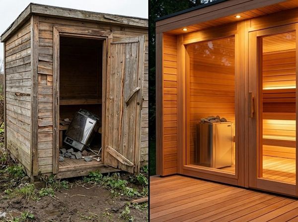 So sánh sự xuống cấp của phòng xông hơi giá rẻ và sự bền bỉ của phòng xông hơi cao cấp Đô Mi.