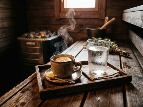 Trà gừng ấm và nước lọc giúp bù nước khi xông hơi trong ngày đèn đỏ.