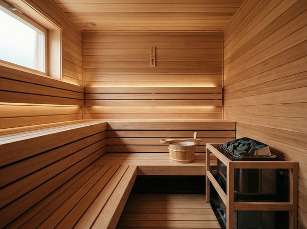 Vẻ đẹp tối giản và không gian tĩnh lặng bên trong phòng xông hơi gỗ thông Phần Lan.