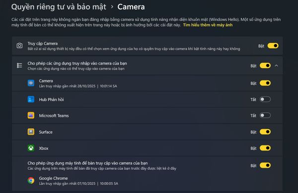 Cách sửa lỗi camera không hoạt động trong Google Chrome trên Windows 11