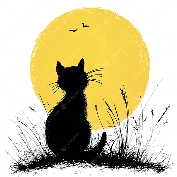 Hình nền mèo đen & mặt trăng