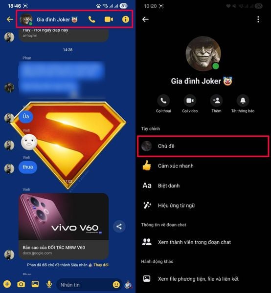 Dùng ảnh của mình để làm chủ đề cuộc trò chuyện Messenger