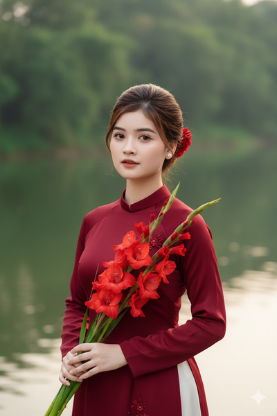 Prompt tạo ảnh Áo dài đỏ Tết đẹp