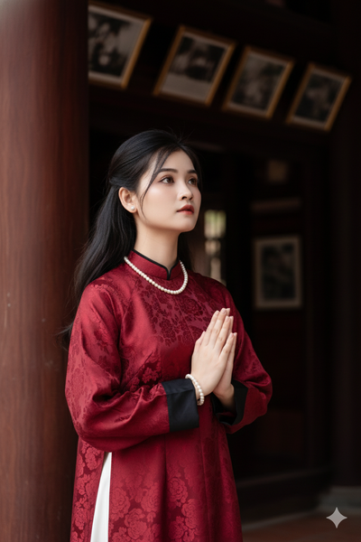 Prompt tạo ảnh Áo dài đỏ Tết đẹp