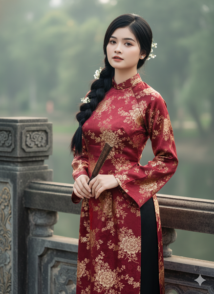 Prompt tạo ảnh Áo dài đỏ Tết đẹp