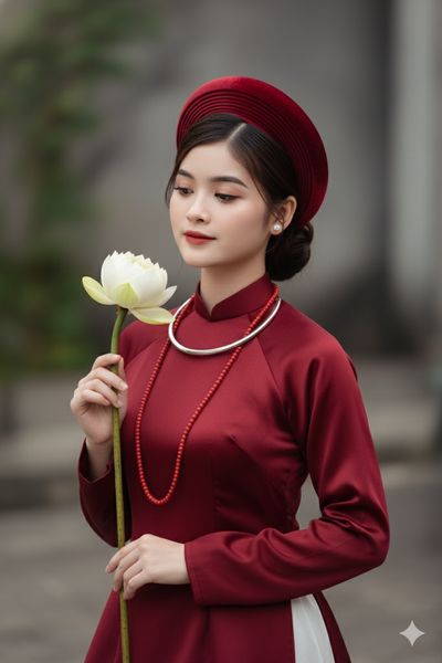 Prompt tạo ảnh Áo dài đỏ Tết đẹp