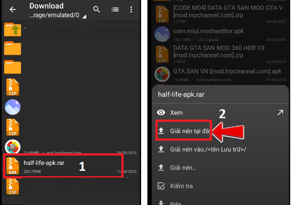 Giải nén file game