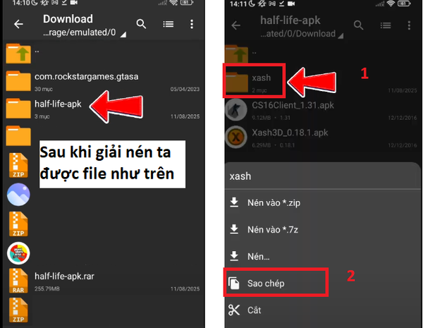 Sao chép thư mục “xash”