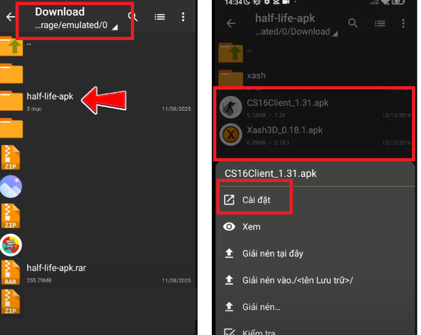 Cài đặt các file APK còn lại