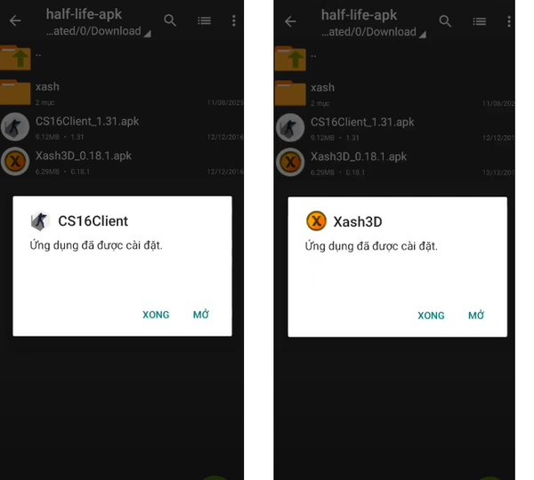 Cài đặt các file APK còn lại