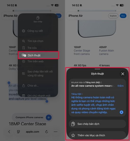 Hướng dẫn cách dịch văn bản trên iPhone bằng Apple Intelligence