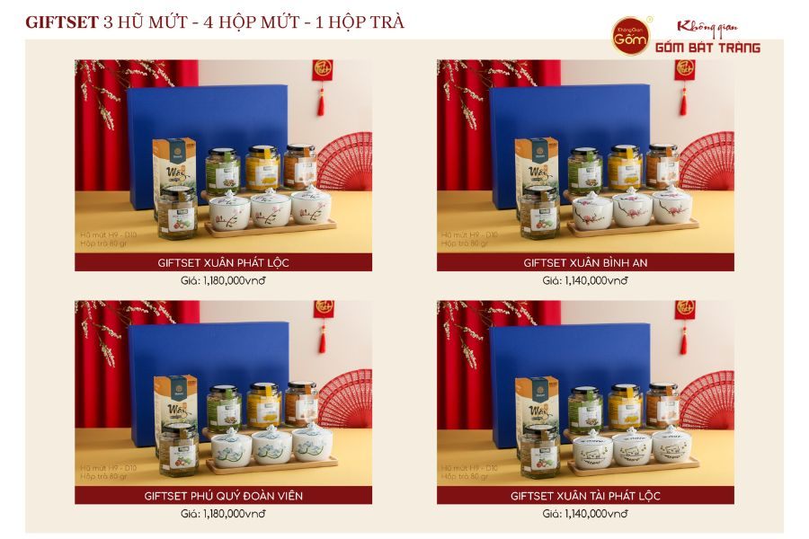 GIFTSET 3 HŨ MỨT - 4 HỘP MỨT - 1 HỘP TRÀ